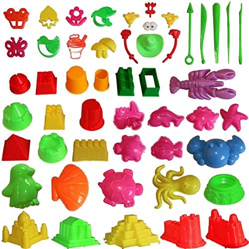 Mukool Sand Molding Toys Activity Sand Art Kits 46pcs Deluxe Mold for Play 2,3,4,5 Pounds Blue Molding Sands