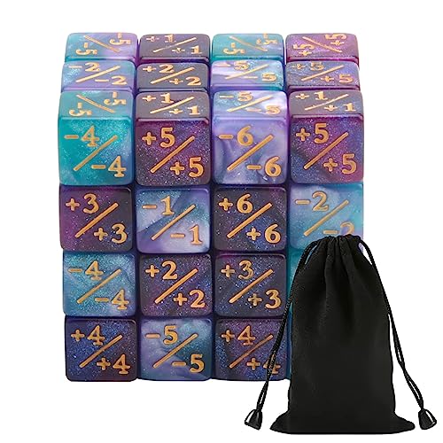 48 Compteurs De Dés MTG 16 Mm – Jeu De 48 Dés + Sac Velours, Qualité Acrylique – Pour Magic Et Jeux De Cartes (Blanc & Noir)