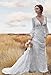 Long Sleeve Bohemian Wedding Dresses for Bride Lace V Neck Bridal Dresses for Women Ivory Wedding Gowns US 16 Plus Size
