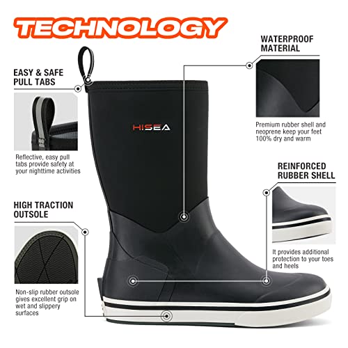 HISEA Men's Rubber Rain Boots Waterproof Garden Fishing Outdoor Deck Boots4