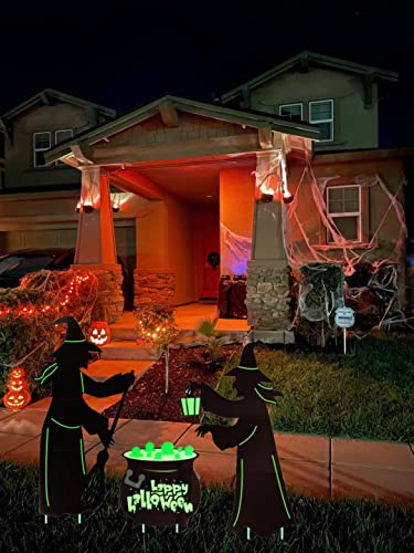 Halloween Decorations Black Luminous Yard Sign Decoration Scary Cat/Bat/Witch Garden Stake Decorative Outdoor Lawn Yard Sign With Stake For Outdoor Home Garden Party Supplies Ornaments (Yg-Witch) #TOP6