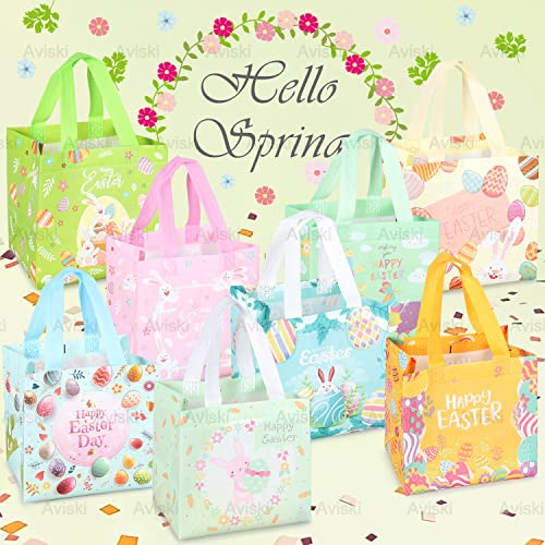16PCS Happy Easter Egg Hunt Bags Easter Bunny Carrot Chick Egg Gift Bags with Handles, Easter Treat Bags, Easter Party Supplies , 8.3×7.9×5.9inch by Aviski - Image 3