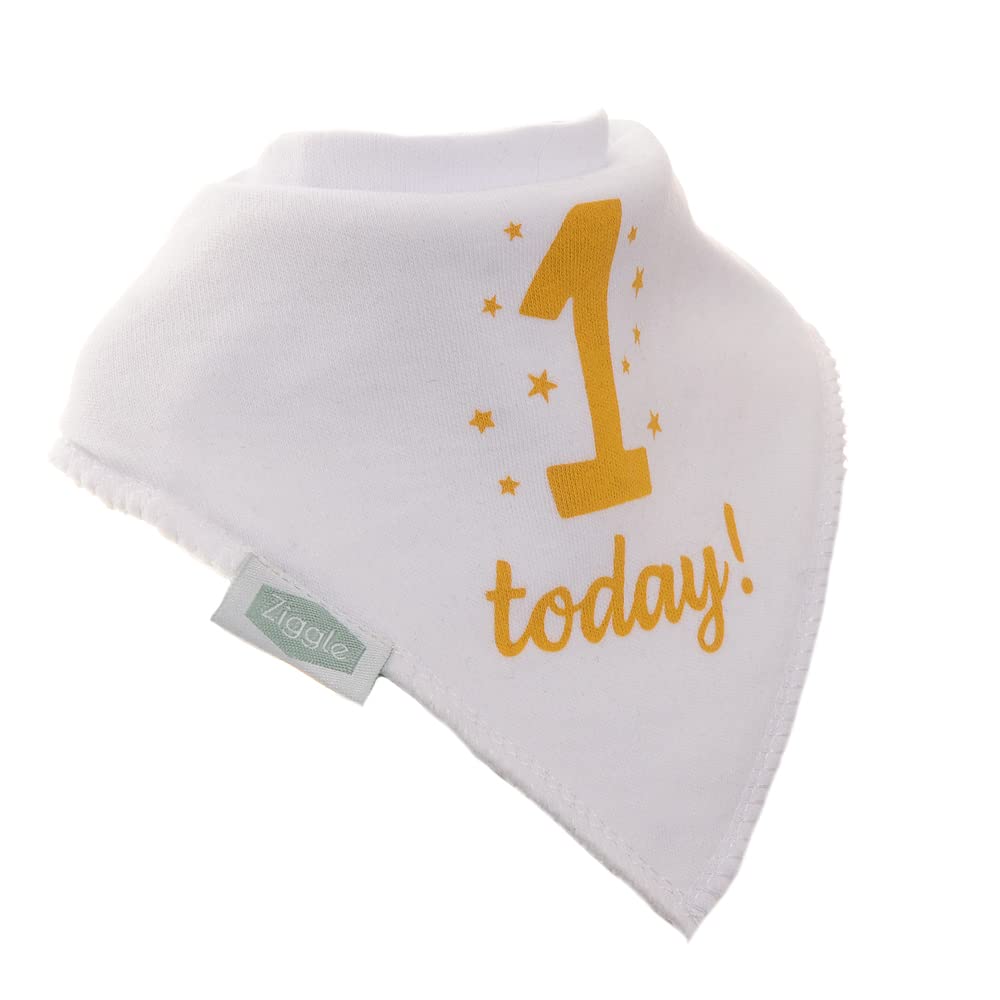 Ziggle Unisex Kids '1 Today' Birthday Bandana Dribble Bib