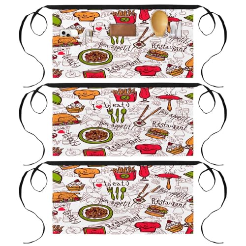 Demi-tablier pour cuisine avec 3 poches pour éviter les taches de graisse