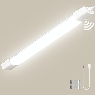 120CM LED Feuchtraumlampe mit Bewegungsmelder, 40W 4200LM Feuchtraumleuchte LED, 4500K Neutralweiß, IP65 Wasserdicht, Deckenleuchte Flach Wannenleuchte für Keller, Garage, Lager, Büro-1 Stück