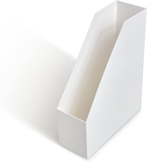 TRU RED Plastic Magazine File, White, Vertical Desktop Organizer