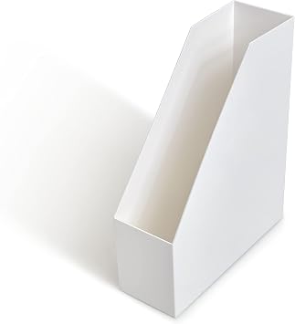 TRU RED Plastic Magazine File, White, Vertical Desktop Organizer