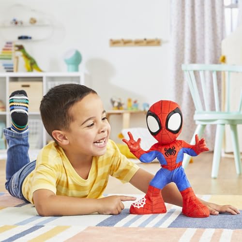 Spidey and his Amazing Friends Marvel Dance 'N Crawl Spidey, Interactive Plush Toy with 20 Phrases & Sounds, 2 Songs, Super Hero Toys for Kids 3 & Up - Thumbnail 7