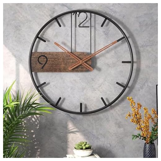 GUDEMAY 16inch Large Metal Wall Clock Rustic Round Nearly Silent Vintage Decorative Big Wall Clocks for Living Room Decor Kitchen, Bedroom, Farmhouse Modern Wall Art