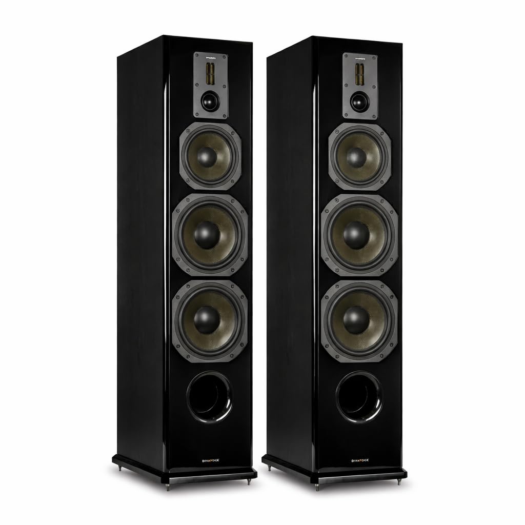 Dynavoice Definition DF-8II | Diffusori da Pavimento HiFi 3 Vie | Coppia | 2x8 Kevlar | 200W RMS | 94dB | X-Range | Bi-Wire Bi-Amp | Nero Lucido/Nero Opaco.