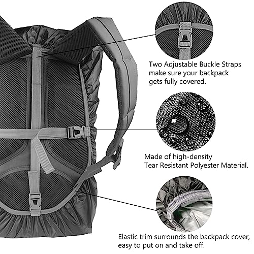 Frelaxy Waterproof Backpack Rain Cover, Upgraded Triple Waterproofing, Antislip Cross Buckle Strap (Black, L (For 35L-50L Backpack)) #TOP2