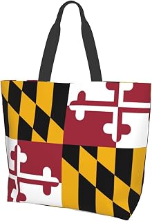 Flag Of Maryland Tote Storage Bag Women'S Big Capacity Shopping Shoulder Bag With Inner Pocket