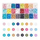 PandaHall Heishi - 4500 cuentas de arcilla polimérica redondas de 24 colores de 8 mm, hechas a mano, para pendientes, gargantilla, tobillera, collar, joyería, surfista de verano