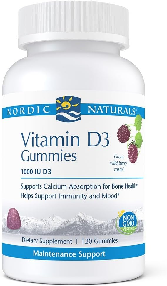 Nordic Naturals Pro Vitamin D3 Gummies, Wild Berry - 120 Gummies - 1000 IU Vitamin D3 - Great Taste - Healthy Bones, Mood & Immune System Function - Non-GMO - 120 Servings
