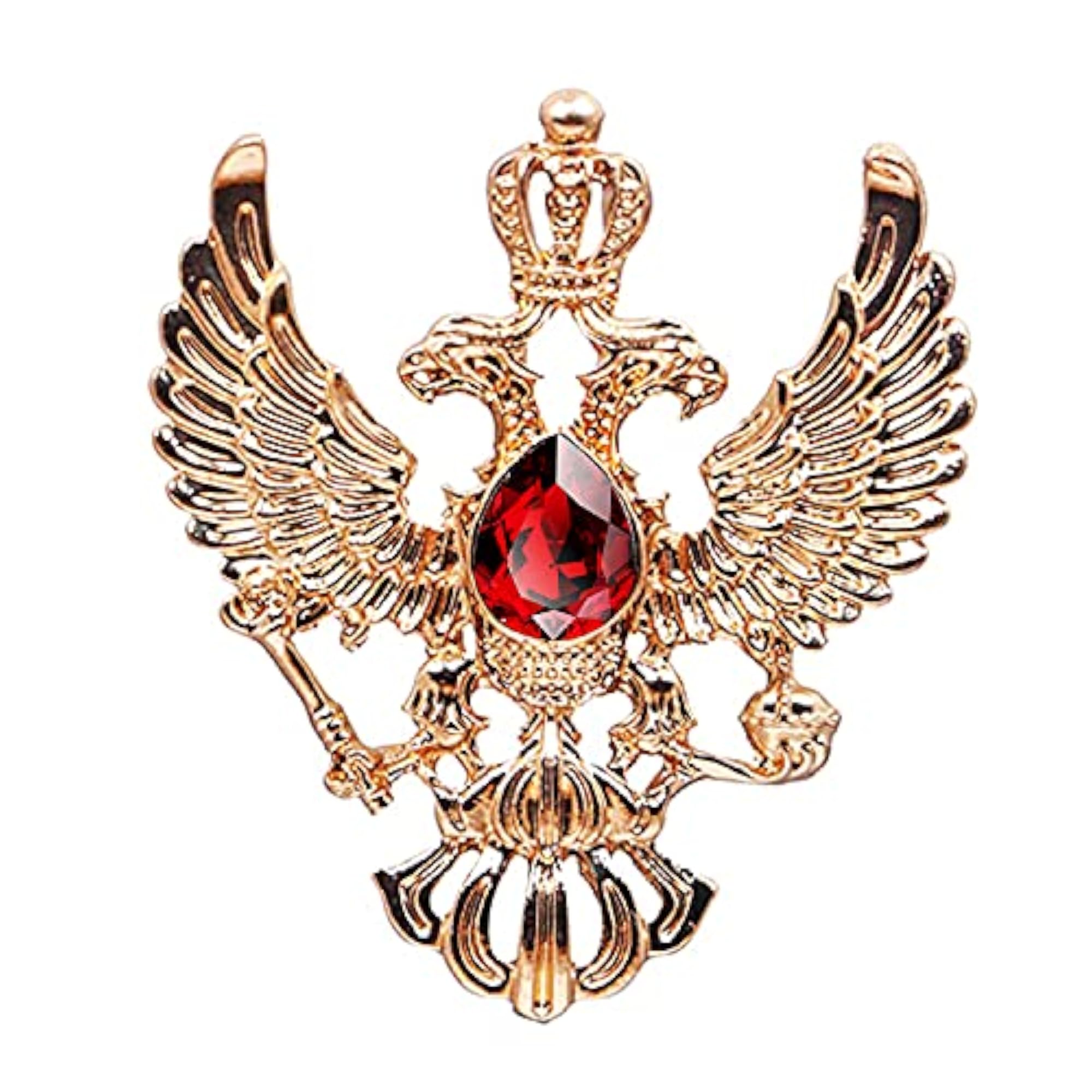 Vintage Gold Plated Red Crystal Eagle Brooch Pin for Men
