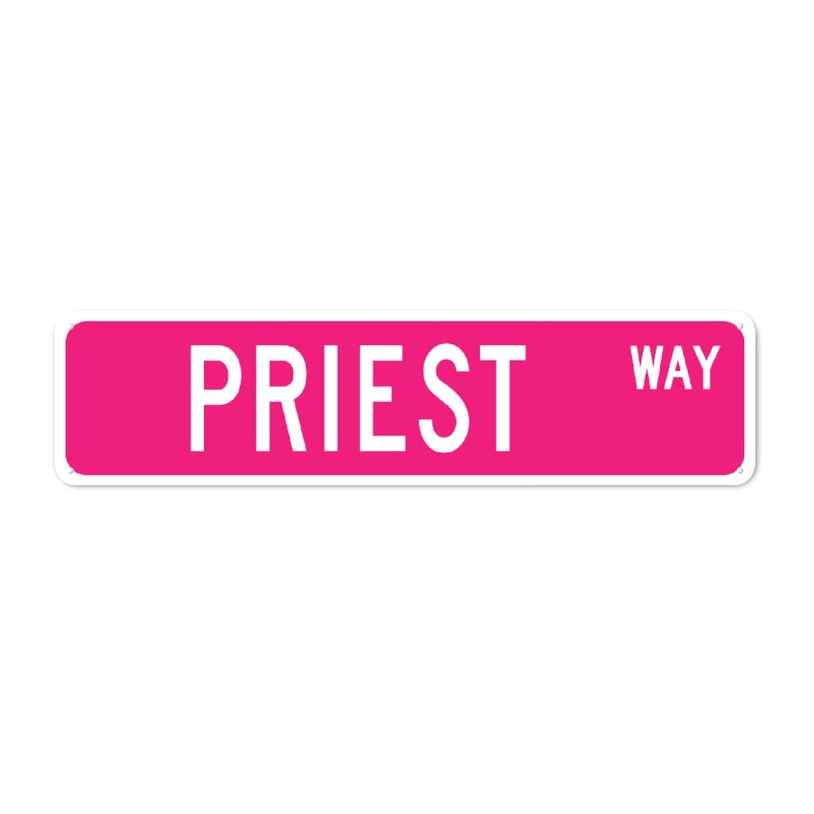 Plaque murale rétro Priest Street Sign aluminium extérieur étanche 15x61