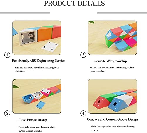 ROXENDA Magic Snake z 24 Segmentami, 3D Magic Snake Cube - Puzzle Games Zabawka IQ dla Dzieci i Dorosłych - 1 Opakowanie (24 Segmentami, Wielobarwność)