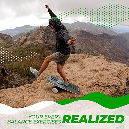 Yes4All Balance Board Trainer Wooden with Adjustable Stoppers, Balance Roller Boards - 3 Different Distance Options 11, 16 and 22 inches, Hockey Balance Board for Surfing Training (Army Green) by Yes4All - Image 7