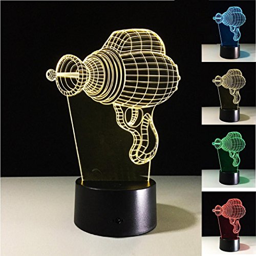 Lámpara LED 3D de taladro eléctrico con 7 colores táctiles y cable USB para decoración