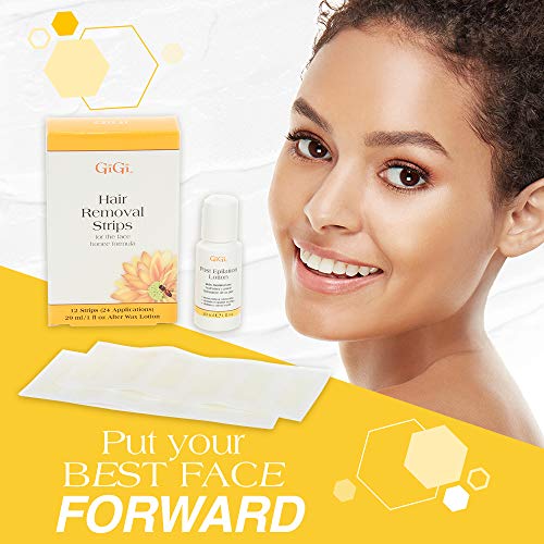 Gigi Hair Removal Strips | For The Face | Pre-Waxed With Gigi All-Purpose Honee Formula, 12 Strips #TOP1