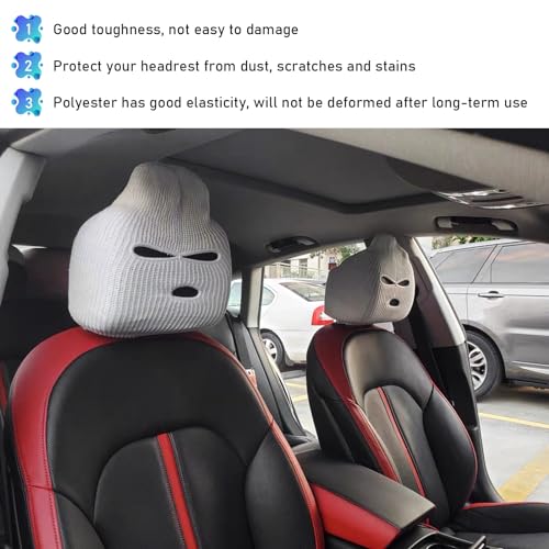 Suvnie SUVNIE-1430CH 2 Pcs Car Headrest Cover, Personalized Funny Car Seat Full Face Mask thumb #3