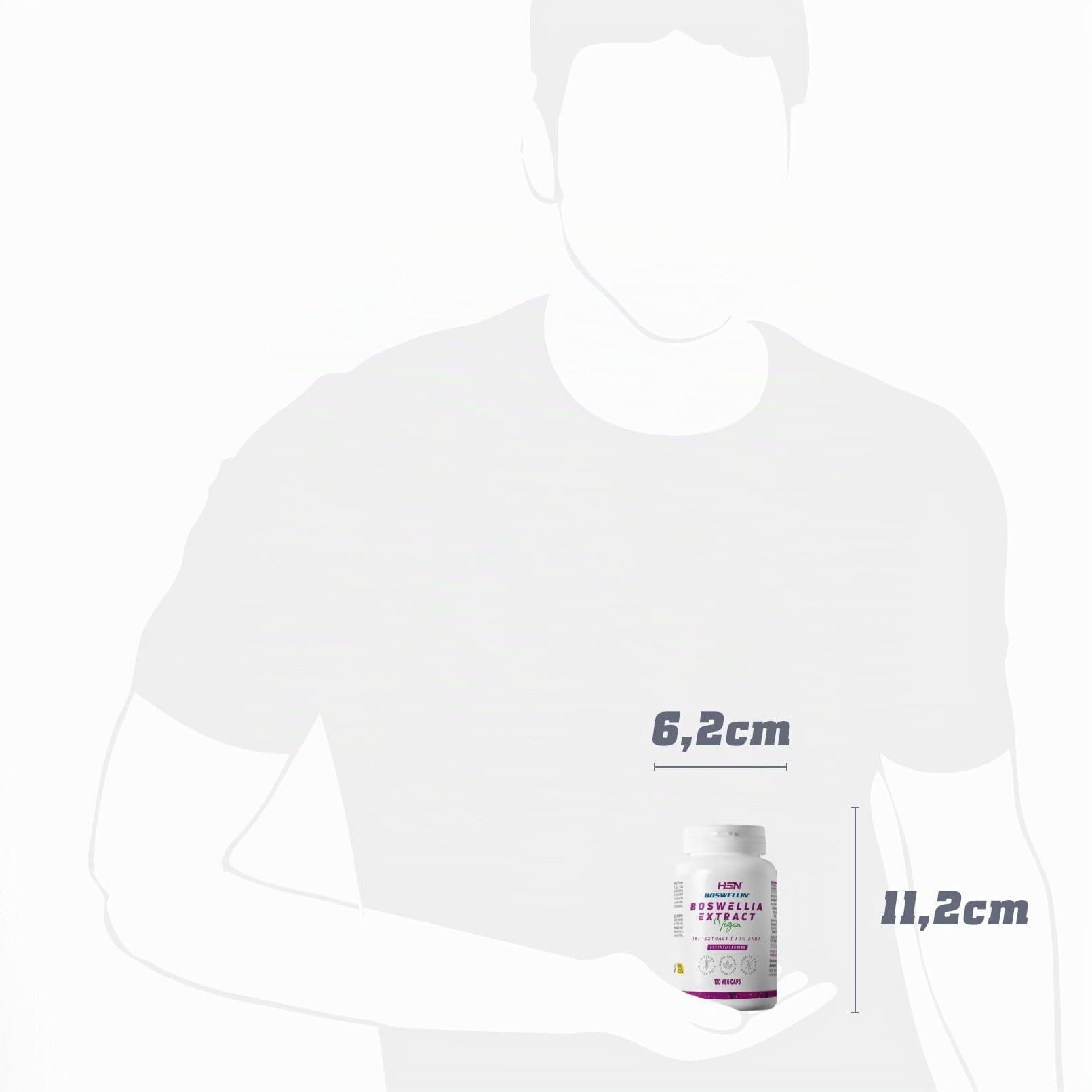 Extracto Boswellia Serrata 5100 MG – Materia Prima: Boswellin® - de HSN | 120 Cápsulas Vegetales con 80% Ácidos Boswélicos, 30% AKBA | 15x Veces Más Concentrado | No-GMO, Vegano, Sin Gluten