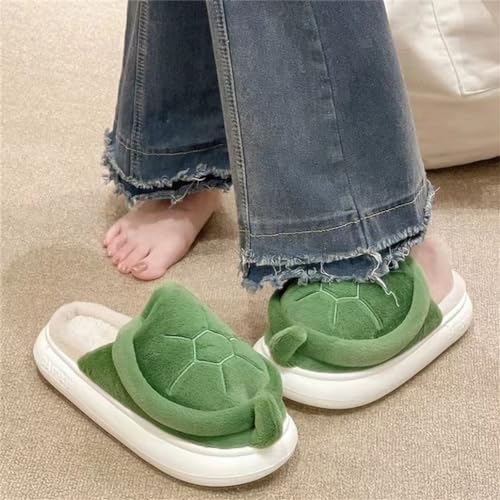 ELONEL Home Indoor and Outdoor Women's Cartoon Turtle Slippers Animal Spring, Autumn, and Winter Warm Cute Soft Plush Cotton Slippers4