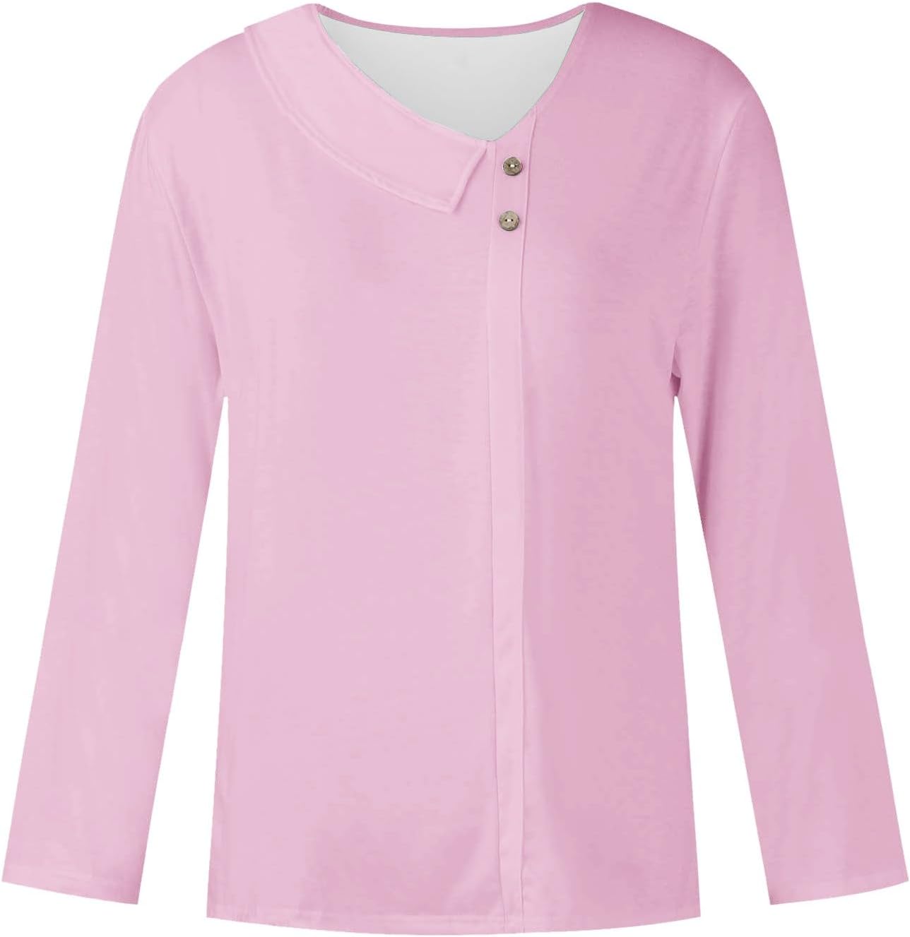 Women's 3/4 Sleeve Button Down Shirts Summer V Neck Shirts Asymmetrical Collared Casual Basic Ladies Tops and Blouses