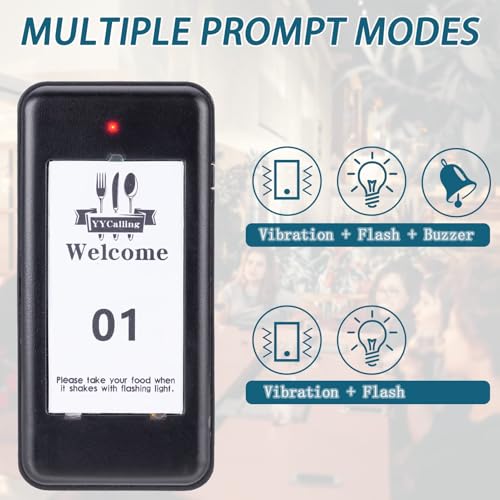 YYCALLING 16 PCS Restaurant Pager,Pagers for Restaurants 16 Guest Pagers,Buzzers Social Distancing, 98 Chanels with Vibration, Flashing and Buzzer for Truck