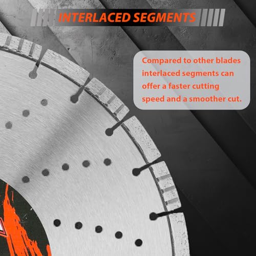 ORIXTREME 14 Inch Laser Welded Diamond Concrete Saw Blade, Combined Segmented General Purpose Blade Dry/Wet Cutting Concrete, Reinforced Concrete, Masonry, Brick, Block,1"-20mm Arbor by ORIXTREME - Used condition - Image 4