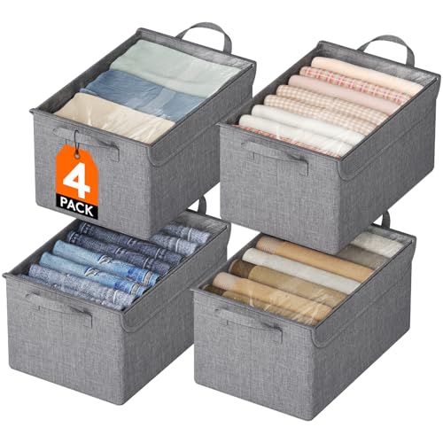 Lifewit Fabric Storage Boxes 4 Pcs, Stackable Storage Bins with C...