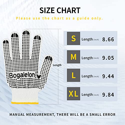 Bogalelon Cotton Work Gloves,12Pairs, Pvc Dot Coating, With Grip, Wear-Resistant And Breathable, Suitable For Mechanical Industrial Warehouse Gardening Construction Men And Women, Black Dots, M Size #TOP6