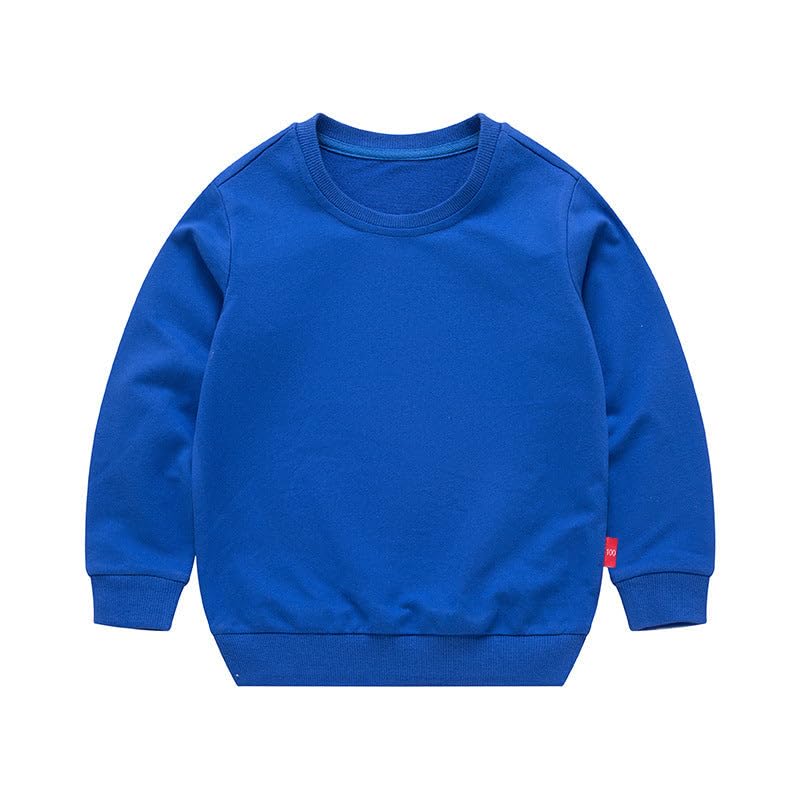 Boys Solid Color Pullover Blue Sweatshirt - Blue - 4 Years