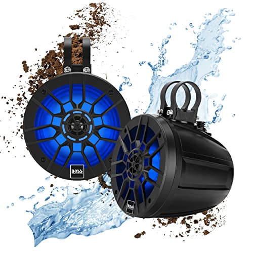 Image of BOSS Audio Systems B6RGB ATV UTV Marine Roll Cage Waketower Speaker Pods - IPX6 Rated Weatherproof, Amplified, 6.5 Inch, Full Range, 2 Way, Bluetooth, RGB LED Illumination, Aux in, Sold in Pairs