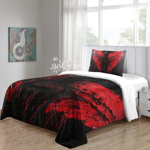 Set de housse de couette ailes 3D microfibre de qualité supérieure, lit simple 135x200cm