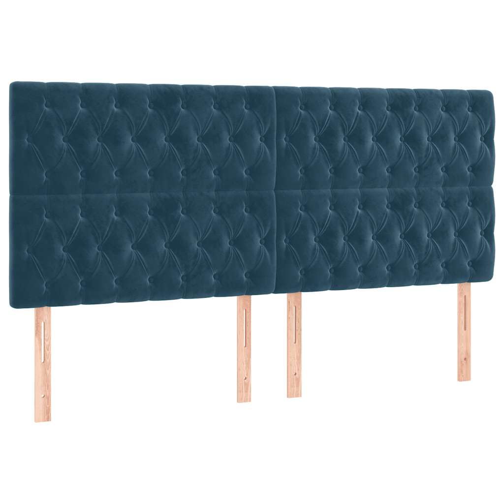 Cabecero de cama LED azul oscuro, 180 x 7 x 118/128 cm, terciopelo, altura regulable, tiras LED recortables, diseño moderno y cómodo respaldo para dormitorio juvenil