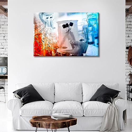 Image of 1 Panels Laboratory Wall Art Chemical Equations and Periodic Table Background Posters & Prints Medical Examination Framed Wall Art Giclee Print Gallery Packaging Artwork Ready to Hang (24 inch Wx36 H)