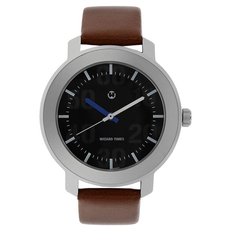WIZARD TIMES Mens Analog Wristwatch, Silver Stainless Steel Strap Silver Dial, Water Resistant, Formal & Casual Wear, Gift Watch (Brown) (B0D9RB61DY) Amazon Price History, Amazon Price Tracker