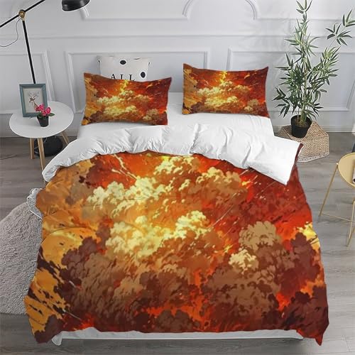 Housse de couette super king microfibre rouge avec 2 taies d'oreiller 3D
