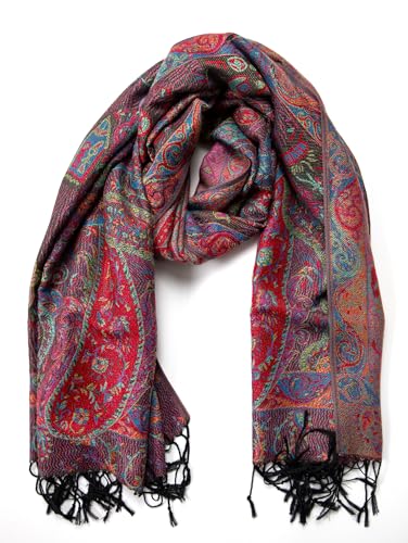 Achillea Big Paisley Pashmina Shawl Wrap for Women – Elegant Scarf for Weddings, Evening Dresses, Festivals & Daily Wear