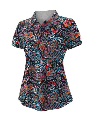 Image of TFSDOD Womens Golf Polo Shirts Collared Short Sleeve T Shirt Lightweight Moisture Wicking Polo Casual 3 Buttons Outfits