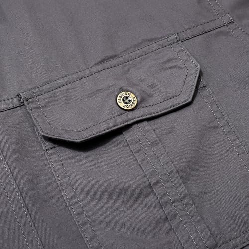 Zyvrenix Men's Long Sleeve Button Down Shirts with Pockets Dark Gray L - image 5