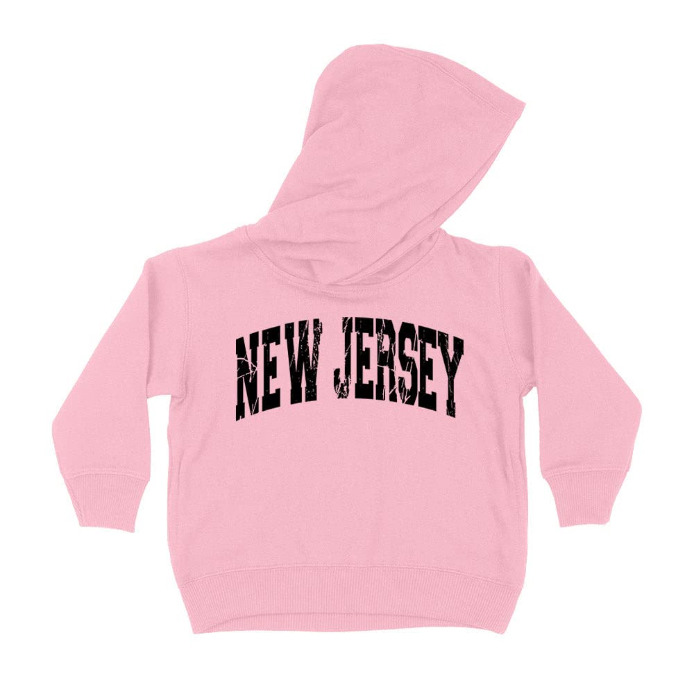 Distressed New Jersey Collegiate Kids Hoodie Sweatshirt Toddler 4T Light Pink