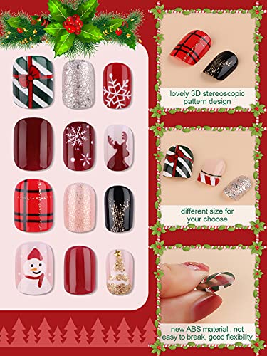 96 Pezzi di Natale bara Unghie Finte Unghie