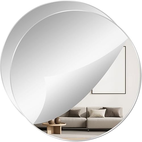 Miniatura 15 de DARENYI 7.87" Espejo redondo de pared azulejo autoadhesivo acrílico hoja de espejo adhesivo para baño, dormitorio, puerta, decoración del hogar