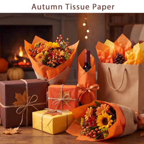 Image of woric 160 Sheets Fall Tissue Paper for Gift Bags 20 X 14 Inches