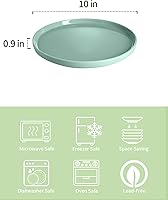 Vista 2 de Onniyor Juego de platos llanos de porcelana, platos redondos para ensalada de postre, platos para servir de 10 pulgadas, platos planos resistentes a