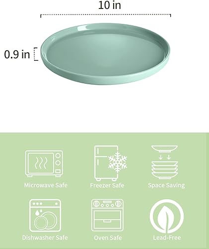 Miniatura 2 de Onniyor Juego de platos llanos de porcelana, platos redondos para ensalada de postre, platos para servir de 10 pulgadas, platos planos resistentes a