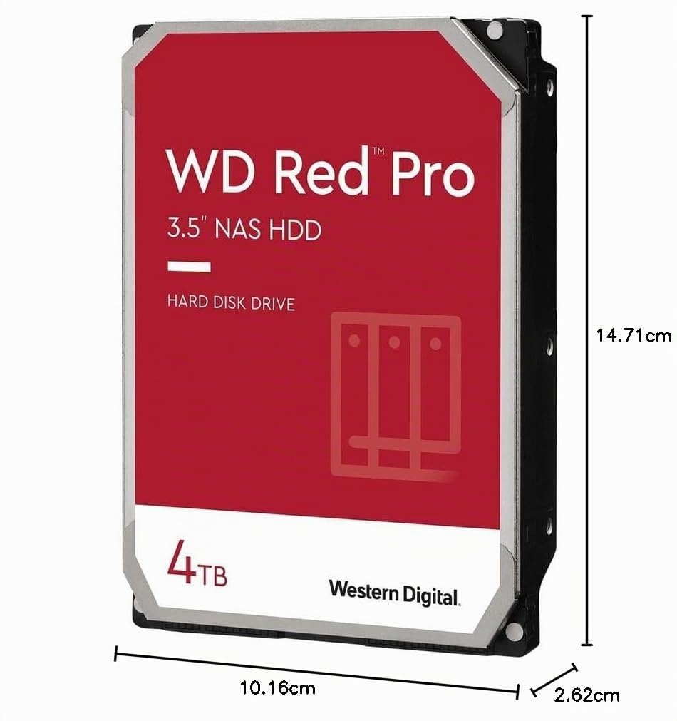 WD Red Pro 4TB NAS 3,5" Interne Festplatte – 7200 RPM Klasse, SATA 6Gb/s, CMR, 256MB Cache