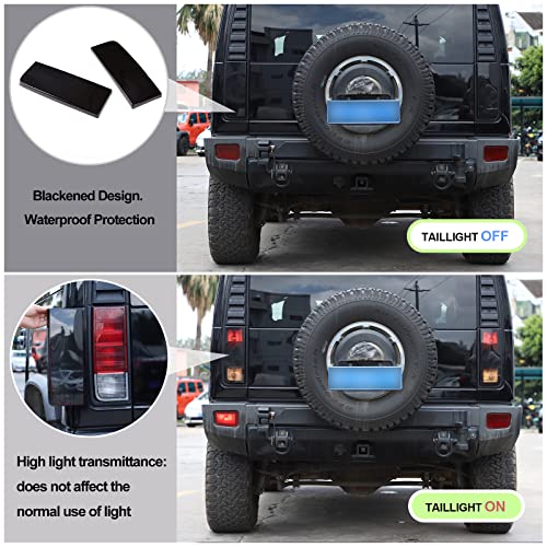 Qiosreui Car Taillight Cover For Hummer H2 2003-2009, Smoked Tail Lamp Guard Trim Frame Bezels, Blackout Tail Lamp Shell Shade,Only For Suv (Tail Light-2Pcs) #TOP5